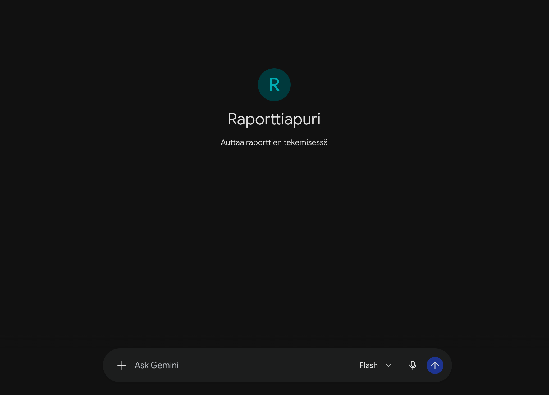 Tallennettu Gem nimeltä Raporttiapuri, valmiina vastaanottamaan ensimmäisen viestin.